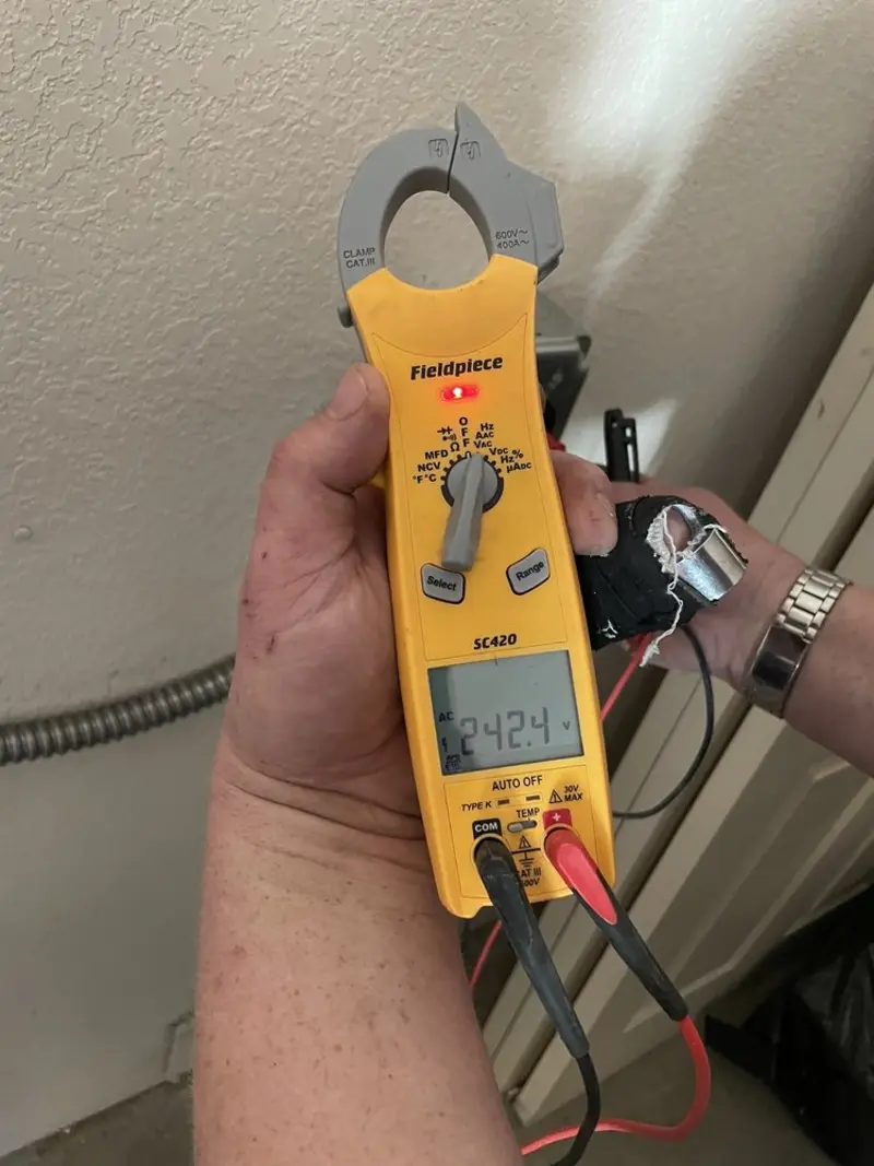 Voltage testing with clamp meter during Hot Tub / Pool Electrical Wiring in Barnegat